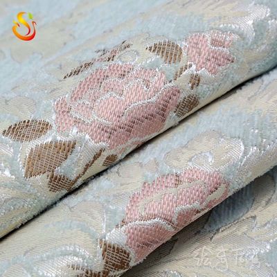 Ekologiczna tkanina żakardowa na sofę Brokatowa biała bawełniana tkanina żakardowa